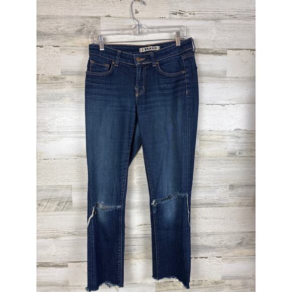 J Brand Women’s 28 Blue Scarlett Cigarette Straight Leg Split Knee Denim Jeans - Picture 1 of 8